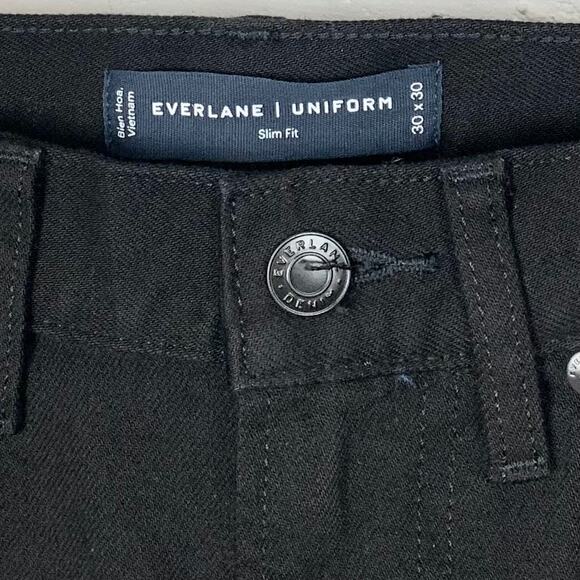 Everlane Uniform Mens Slim 4Way Stretch Organic Jeans Regular Rise Black 30 x 30 - Picture 4 of 10